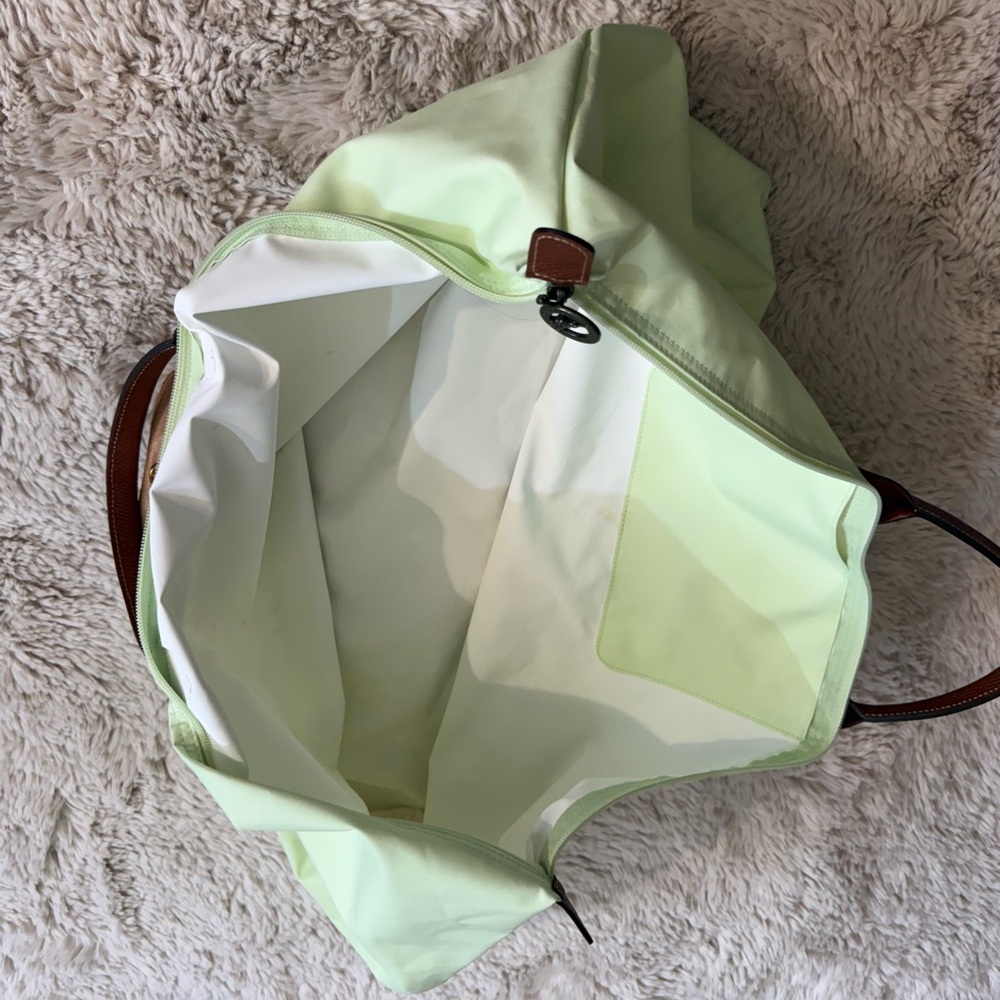 Longchamp Le Pilage Large weekender Lime Green Tote Bag - Picture 10 of 14